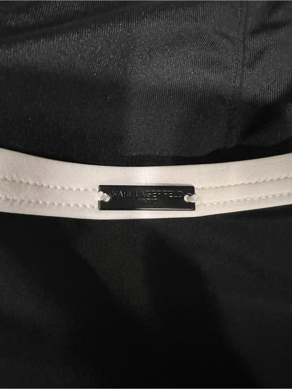 Karl Lagerfeld Black One-Piece Swimsuit with White Trim - Picture 4 of 4